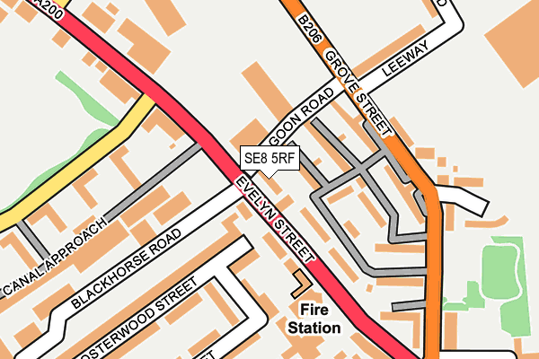 SE8 5RF map - OS OpenMap – Local (Ordnance Survey)