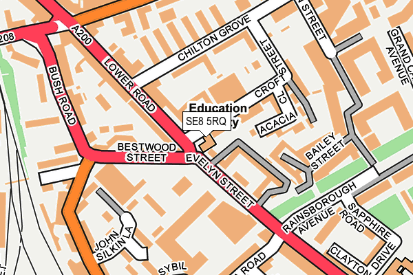 SE8 5RQ map - OS OpenMap – Local (Ordnance Survey)