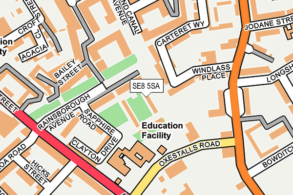 SE8 5SA map - OS OpenMap – Local (Ordnance Survey)