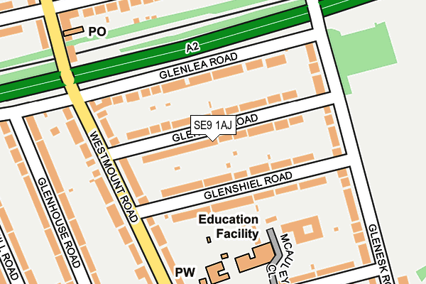 SE9 1AJ map - OS OpenMap – Local (Ordnance Survey)
