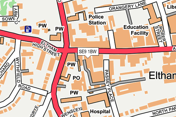 SE9 1BW map - OS OpenMap – Local (Ordnance Survey)