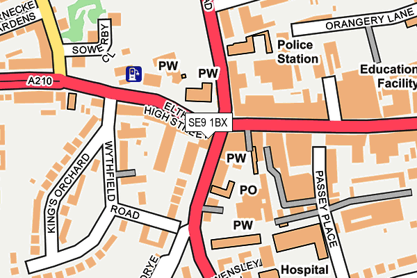 SE9 1BX map - OS OpenMap – Local (Ordnance Survey)