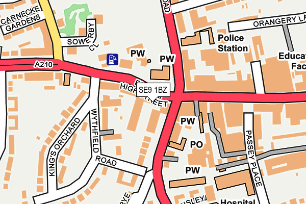 SE9 1BZ map - OS OpenMap – Local (Ordnance Survey)