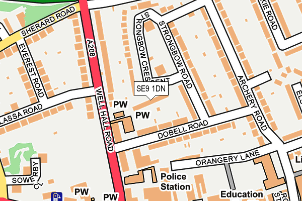 SE9 1DN map - OS OpenMap – Local (Ordnance Survey)
