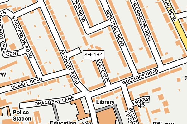 SE9 1HZ map - OS OpenMap – Local (Ordnance Survey)