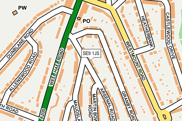 SE9 1JS map - OS OpenMap – Local (Ordnance Survey)