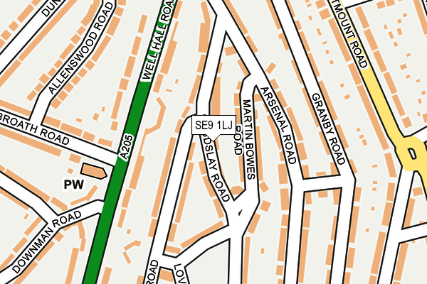 SE9 1LJ map - OS OpenMap – Local (Ordnance Survey)