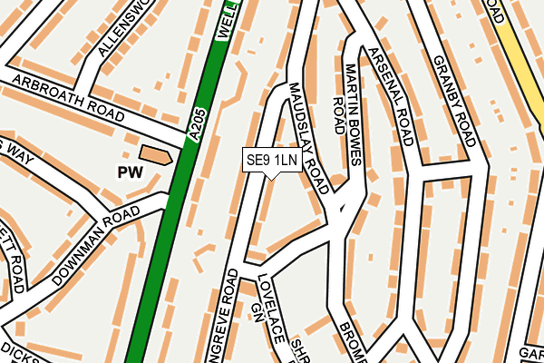 SE9 1LN map - OS OpenMap – Local (Ordnance Survey)