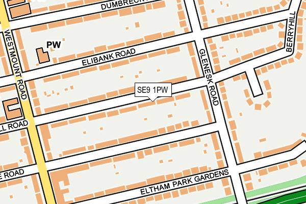 SE9 1PW map - OS OpenMap – Local (Ordnance Survey)