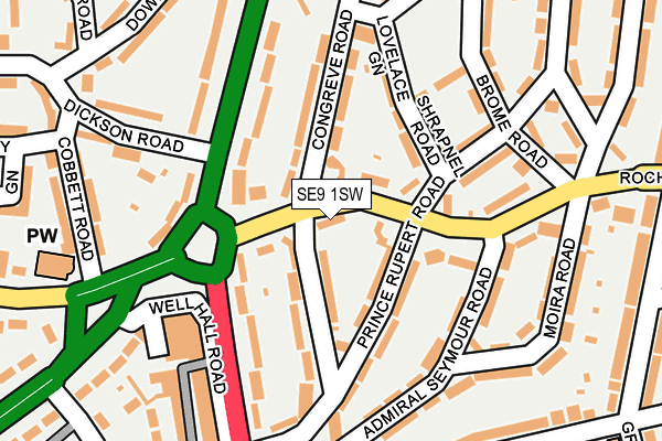SE9 1SW map - OS OpenMap – Local (Ordnance Survey)