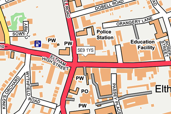 SE9 1YS map - OS OpenMap – Local (Ordnance Survey)