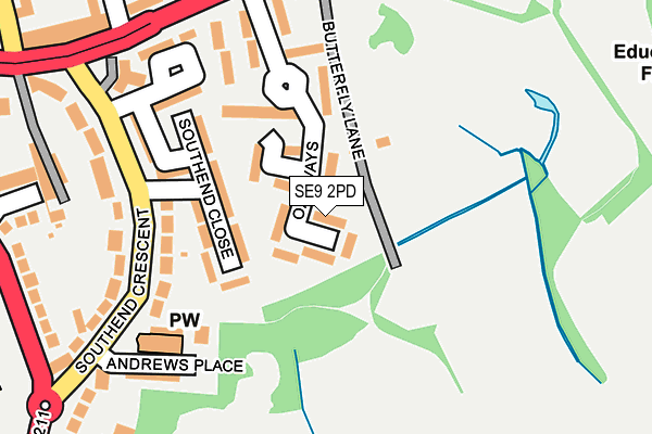 SE9 2PD map - OS OpenMap – Local (Ordnance Survey)