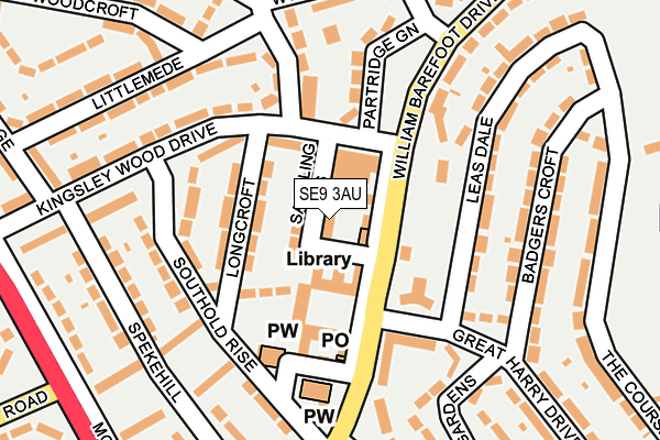 SE9 3AU map - OS OpenMap – Local (Ordnance Survey)