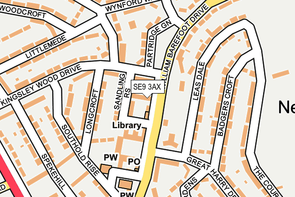 SE9 3AX map - OS OpenMap – Local (Ordnance Survey)