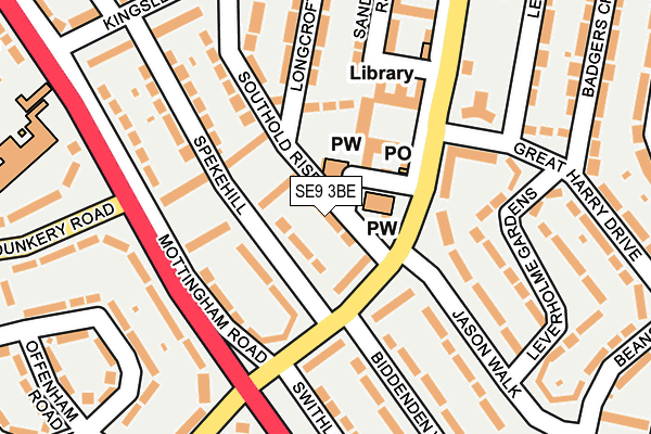 SE9 3BE map - OS OpenMap – Local (Ordnance Survey)