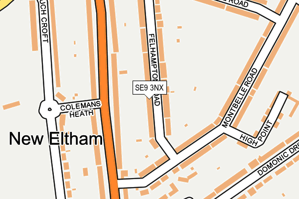 SE9 3NX map - OS OpenMap – Local (Ordnance Survey)