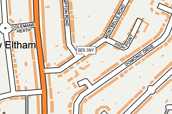 SE9 3NY map - OS OpenMap – Local (Ordnance Survey)