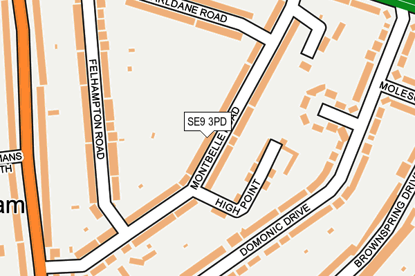 SE9 3PD map - OS OpenMap – Local (Ordnance Survey)