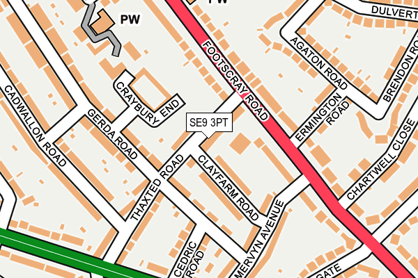SE9 3PT map - OS OpenMap – Local (Ordnance Survey)