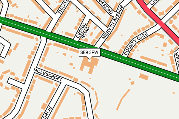 SE9 3PW map - OS OpenMap – Local (Ordnance Survey)
