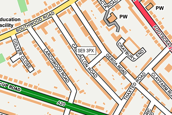 SE9 3PX map - OS OpenMap – Local (Ordnance Survey)