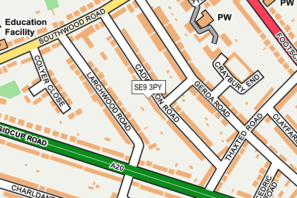 SE9 3PY map - OS OpenMap – Local (Ordnance Survey)