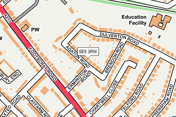 SE9 3RW map - OS OpenMap – Local (Ordnance Survey)