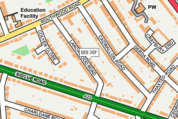 SE9 3SF map - OS OpenMap – Local (Ordnance Survey)