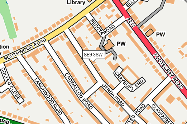 SE9 3SW map - OS OpenMap – Local (Ordnance Survey)