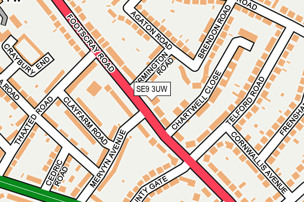 SE9 3UW map - OS OpenMap – Local (Ordnance Survey)
