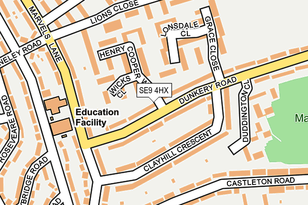 SE9 4HX map - OS OpenMap – Local (Ordnance Survey)