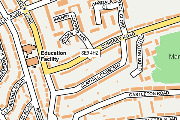 SE9 4HZ map - OS OpenMap – Local (Ordnance Survey)