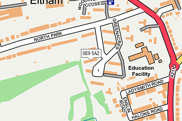 SE9 5AZ map - OS OpenMap – Local (Ordnance Survey)