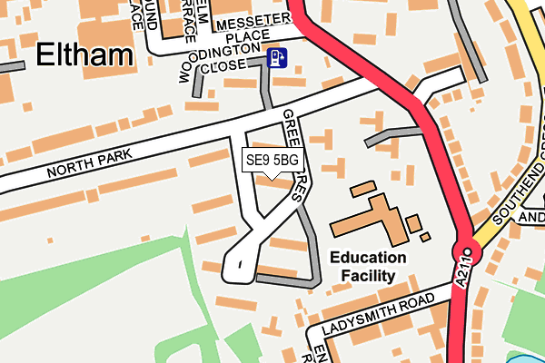 SE9 5BG map - OS OpenMap – Local (Ordnance Survey)