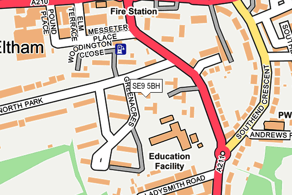 SE9 5BH map - OS OpenMap – Local (Ordnance Survey)