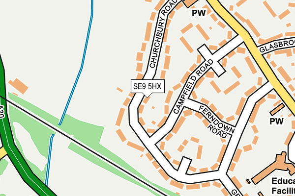 SE9 5HX map - OS OpenMap – Local (Ordnance Survey)