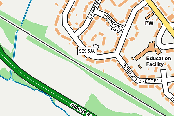 SE9 5JA map - OS OpenMap – Local (Ordnance Survey)