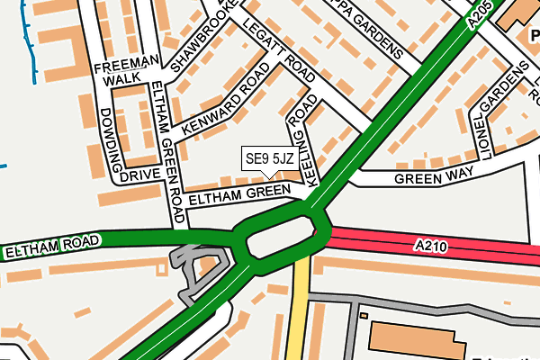 SE9 5JZ map - OS OpenMap – Local (Ordnance Survey)