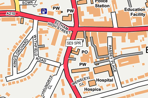 SE9 5PR map - OS OpenMap – Local (Ordnance Survey)