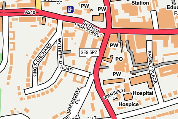 SE9 5PZ map - OS OpenMap – Local (Ordnance Survey)
