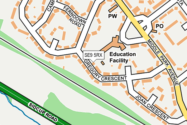 SE9 5RX map - OS OpenMap – Local (Ordnance Survey)