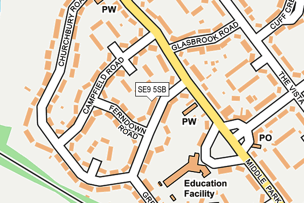 SE9 5SB map - OS OpenMap – Local (Ordnance Survey)