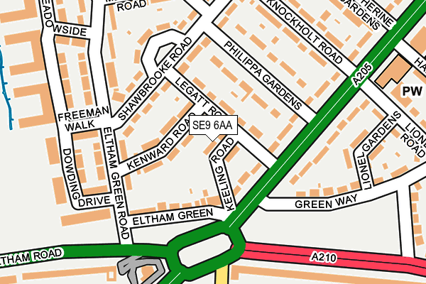 SE9 6AA map - OS OpenMap – Local (Ordnance Survey)
