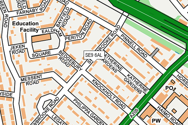 SE9 6AL map - OS OpenMap – Local (Ordnance Survey)