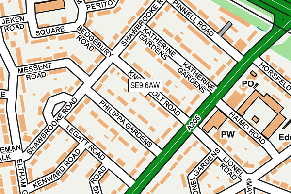 SE9 6AW map - OS OpenMap – Local (Ordnance Survey)