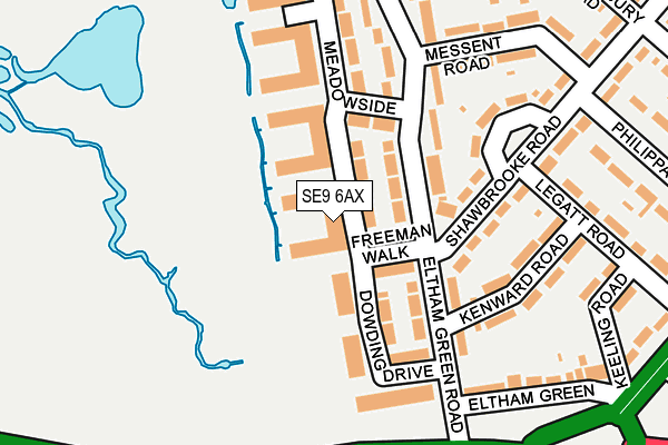 SE9 6AX map - OS OpenMap – Local (Ordnance Survey)