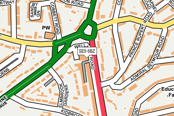 SE9 6BZ map - OS OpenMap – Local (Ordnance Survey)