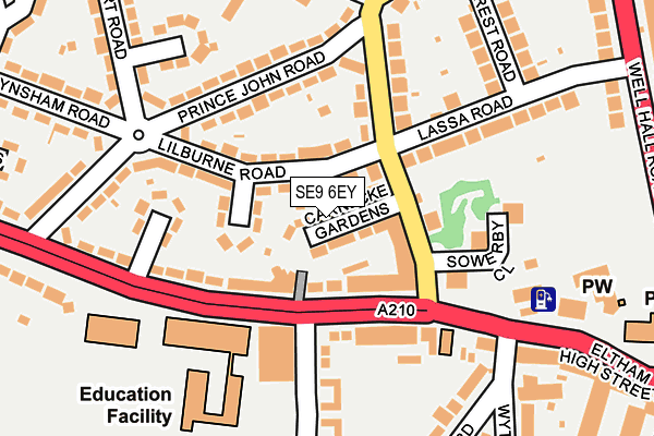 SE9 6EY map - OS OpenMap – Local (Ordnance Survey)