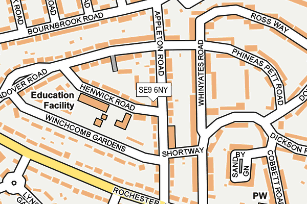 SE9 6NY map - OS OpenMap – Local (Ordnance Survey)