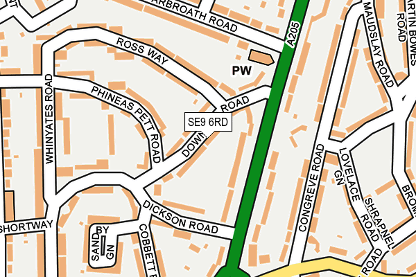 SE9 6RD map - OS OpenMap – Local (Ordnance Survey)